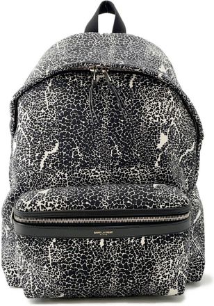 Saint Laurent Black White Canvas Backpack (Pre-Owned)