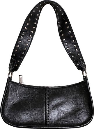 Generic Women Retro Shoulder Bag Studded Decor Underarm Satchel Bag Adjustable Strap Vintage Armpit Bag Crossbody Sling Bag Daily Dating Purse