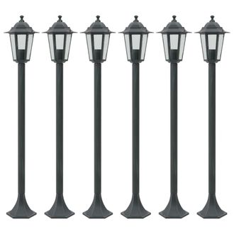 vidaXL Vidaxl - Lampioni Da Giardino 6pz E27 110 Cm Alluminio Verde Scuro