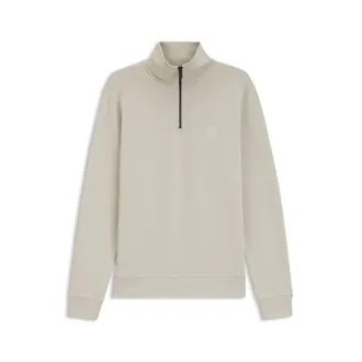 BOSS Cotton-terry sweatshirt with zipper collar