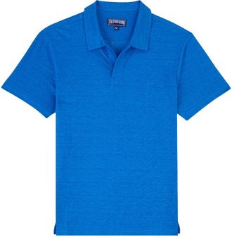 Vilebrequin Pyramid linen polo shirt - men - Linen/Flax - XXXL - Blue