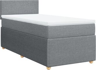 vidaXL Cama Box Spring Con Colch&oacute;n Tela Gris Claro 90x200 Cm Vidaxl