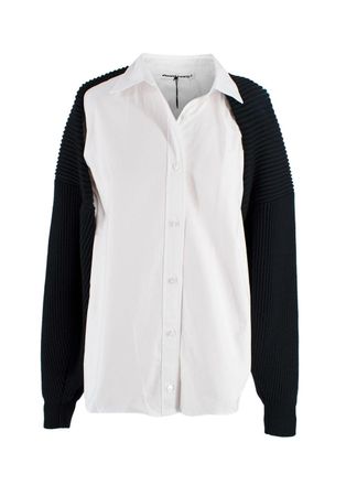 Alexander Wang Black Overlay Oxford Knit Shrug Shirt Size S