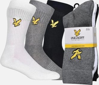 Lyle & Scott Lyle And Scott Mens 3-Pack Big Eagle Logo Sports Socks, Black/White/Grey