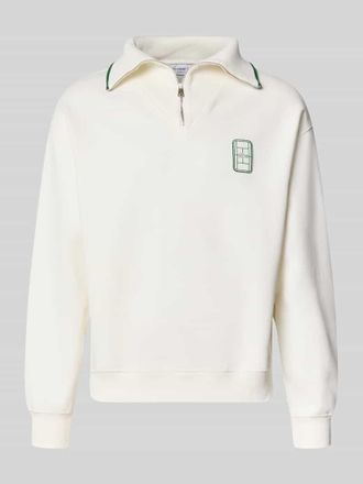 Lacoste Loose Fit Troyer aus Baumwoll-Mix Model Tennisc in Offwhite, Gr&ouml;&szlig;e XXXL