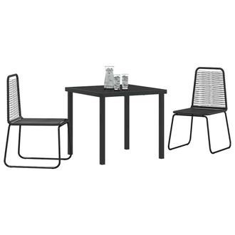 Berkfield Home Durable 3 Piece Garden Dining Set Black Poly Rattan