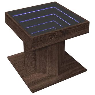 Berkfield Home Decorative Coffee Table with LED Brown Oak 50x50x45 cm Engineered Wood | Size: 50 x 50 x 45 cm