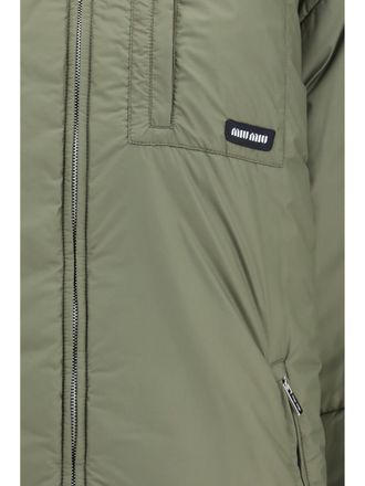 Miu Miu Womens Padded Jacket Military Green Goose Down Puffer