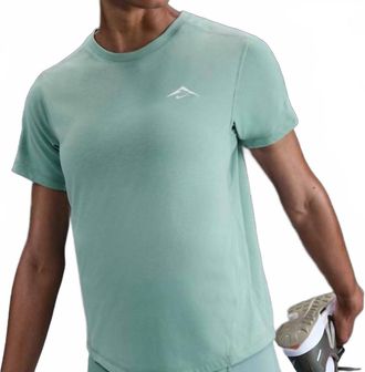 Nike Trail Dri Fit Short Sleeve Running Top In Cannon/summit White