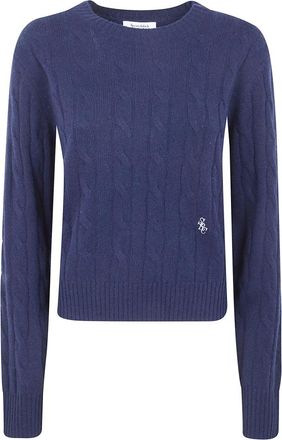 Sporty & Rich Round-neck Truien - Dames - Cashmere truien - Blauw - L - Truien & Vesten