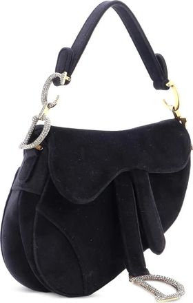 Dior Saddle Handbag Velvet with Crystals Mini shoulder bag - Zwart