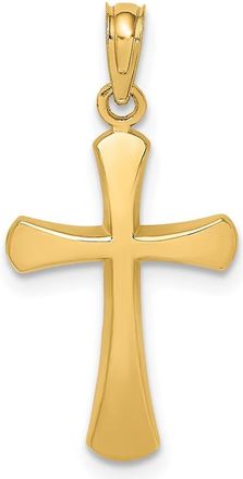Diamond2Deal 14k Gold Polished Beveled Cross with Round Tips Charm Pendant