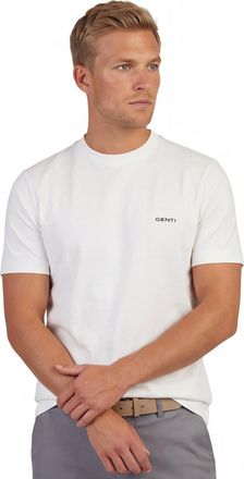 Genti T-shirt Genti wit met backprint bloemen gekleurd