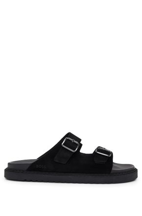 HUGO BOSS Mens Cliff Twin-Strap Sandals in Black - Size UK 11