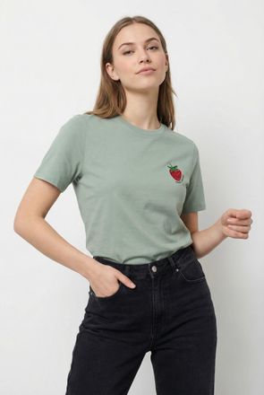 Only Kurzarmshirt ONLY ONLKITA S/S TEE JRS NOOS, Damen, Gr. XL, jadeite print:berry good (chest), Jersey, Obermaterial: 100% Baumwolle, bedruckt, regular f