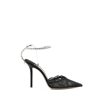 Jimmy Choo London Saeda Crystal-embellished Lace Pumps