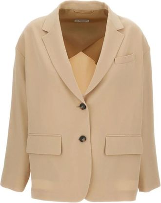 Alberto Biani Cady Single-breasted Jacket - Dames - Blazers - Beige - M - Leer - Jassen