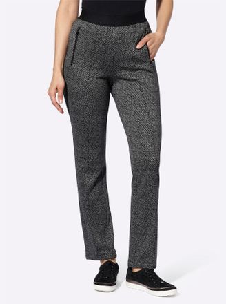 Casual Looks Schlupfhose CASUAL LOOKS, Damen, Gr. 46, Normalgr&ouml;ssen, schwarz (schwarz, steingrau, meliert), 77% Polyester, 20% Viskose, 3% Elasthan, meliert, lang,