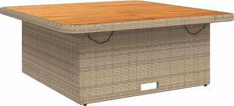 vidaXL Vidaxl - Mesa De Jard&iacute;n Madera De Acacia Y Rat&aacute;n Pe Beige 110x110x71 Cm