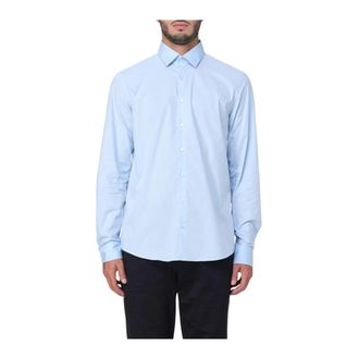 Calvin Klein Overhemden, Heren, Blauw, L, Katoen, Klassieke Blauwe Overhemd Met Lange Mouwen