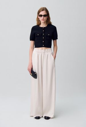 Claudie Pierlot Wide-leg trousers with smocked waistband