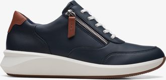 Clarks Womens Un Rio Zip Navy Combination Trainers - Blue - Size 4.5 Wide Fit (UK Shoe)