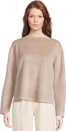 Eberjey Reversible Plush Raw Edge Pullover Womens Pajama Toffee : MD, Cotton/Polyester