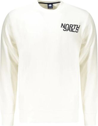 North Sails Witte Katoenen Sweatshirt met Print Logo - Heren - Sweatshirts - Wit - XL - Katoen - Hoodies & sweatvesten
