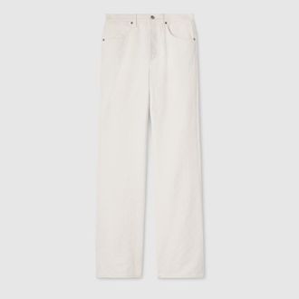 Gucci GG Cotton Denim Jacquard Pants, Size 28, White