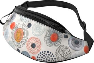 Generic Colorful Circles Pattern Bum Bag Waist Packs Lightweight Crossbody For Camping Gym Ladies 14X35Cm