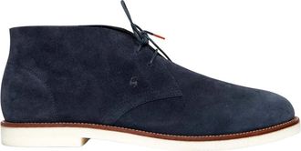 Hogan Su&egrave;de Veterschoenen - Heren - Veterlaarzen - Blauw - 45 EU - Su&egrave;de - Schoenen