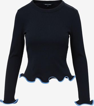 Veronica Beard Langarm-T-Shirt mit R&uuml;schen Elianne