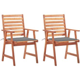 vidaXL Sillas Comedor De Jard&iacute;n Y Cojines 2 Uds Madera Maciza Acacia Vidaxl