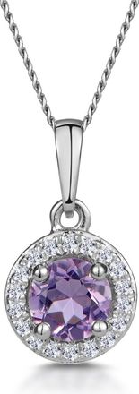 The Diamond Store 0.33ct Amethyst and Diamond Stellato Necklace in 9K White Gold