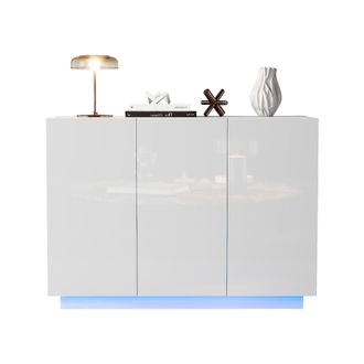 STILVORA Credenza Con 3 Ante, Ripiani Regolabili E Led, In Pannelli Di Particelle, Bianco, 120 &times; 40 &times; 75 Cm