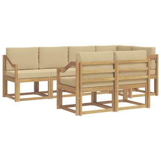 vidaXL Conjunto De Sof&aacute;s De Exterior Con Coj&iacute;n 7 Pcs Y Beige Poli&eacute;ster Vidaxl