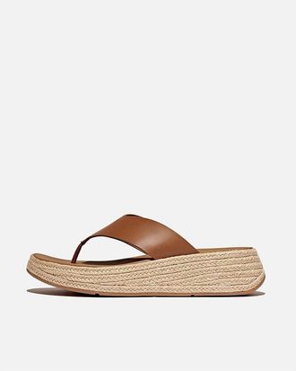 FitFlop Dames F-Mode Espadrille Leer Flatform T/Post Sandalen