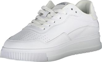 Tommy Hilfiger Leather with Striped Trim Sneaker - White