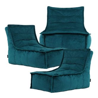 Icon Brand Dolce Large Beanbag Lounger, Velvet (3-Pack) in Teal