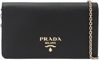 Prada Clutches, female, Black, Size: ONE SIZE Mini Saffiano Leather Bag