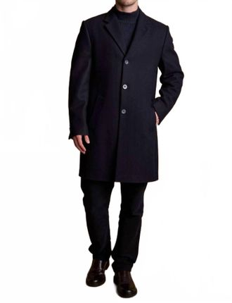Jack Murphy Owen Wool Coat In Deep Navy Melton