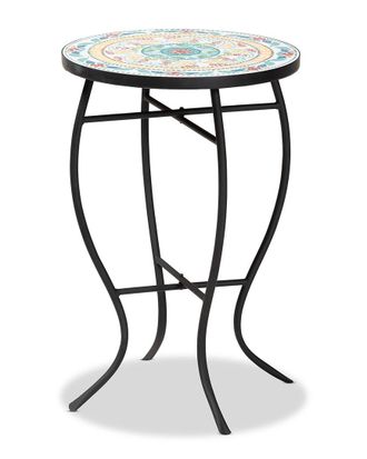 Baxton Studio Gaenor Black Metal Ceramic Tile Plant Stand