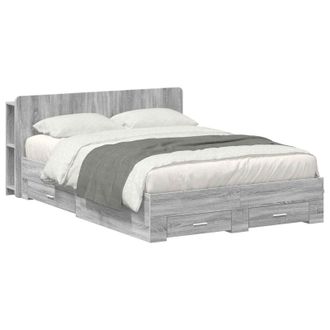 vidaXL Telaio Del Letto Con Storage Sonoma Grigio 140 X 200 Cm Vidaxl