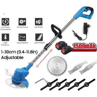 Elle Desbrozadora Inal&aacute;mbrica De 21 V Con 2 Bater&iacute;as De 1500 Mah - Motor De Cobre - Eje Telesc&oacute;pico - Para Un Corte Preciso De C&eacute;sped Y Arbustos - 2 Bater&iacute;