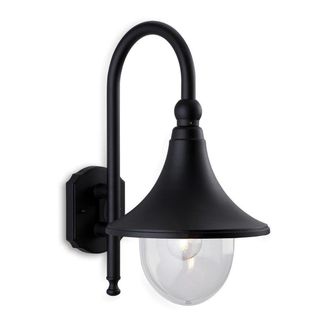 Netlighting Station 1 Light Outdoor Wall Lantern Downlight Black IP43 E27