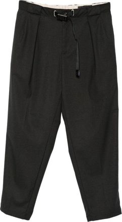 White Sand Tailored Black Trousers With Buckle Belt Detail