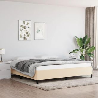 vidaXL Cama Sin Colch&oacute;n Tela Color Crema 200x200 Cm Vidaxl