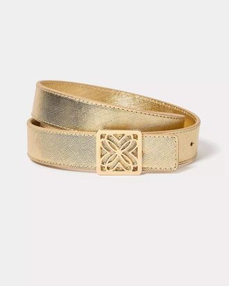 Lilly Pulitzer Skinny Leather Logo Belt
