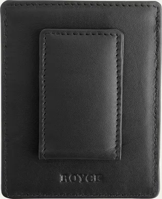 Royce Leather Monogrammed Leather Magnetic Money Clip Wallet