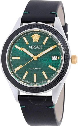 Versace Groene Wijzerplaat Automatisch Analoog Horloge - Heren - Horloges - Zwart - ONE Size - Accessoires
